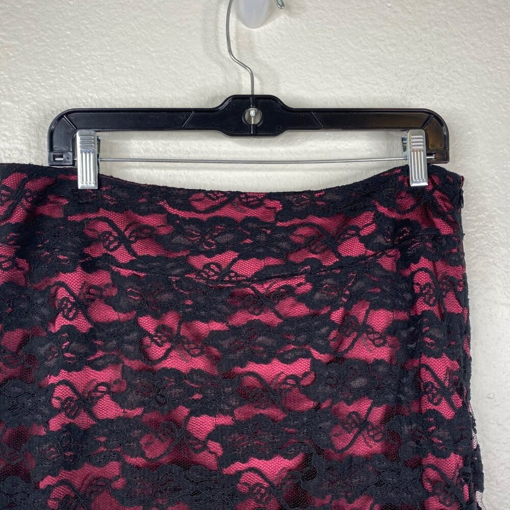 NY Collection Whimigoth Y2K Fairy Corp Goth Lace Overlay Skirt Black Pink Sz 12 - Picture 5 of 10